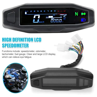 Universal Motorcycle LCD Digital Speedometer Odometer Tachometer Gauge Meter - image 1 of 4