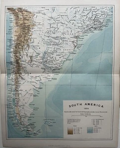 1894 South America (South Part) Original Antique Map - Picture 1 of 3
