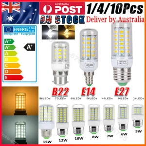 1/4/10 LED Corn Bulb E27 E14 B22 5W 7W 10W 12W 15W 5730SMD Globe Lamp Spot Light - Picture 1 of 23
