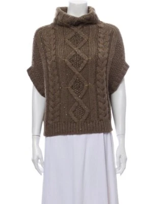 Suéter Brunello Cucinelli Marrón Sin Mangas Cuello Simulado Cachemira Talla Grande Nuevo sin Etiquetas Foto 1 de 4