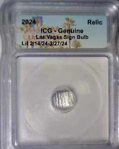 Las Vegas Sign Light Bulb Relic ICG CERTIFIED Genuine 2024 Casino Collectable NR - Picture 1 of 2