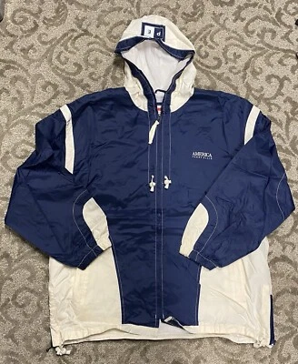 VTG Perry Ellis America Blue White Zip Up Windbreaker Jacket XL (Pre-Owned) - Image 1 of 4