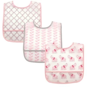 Unisex Baby Waterproof PEVA Bibs Girl Elephant One Size - Picture 1 of 2