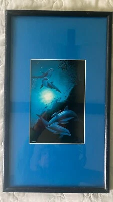 Wyland Studio Dolphin Vision 1994 Plate Signed Pro Framed Lithograph 10'x7' - Imagem 1 de 4