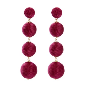 Top Quality Dome Filigree Thread Ball Drop Earrings Women's Handmade Linear Drop - Picture 1 of 8