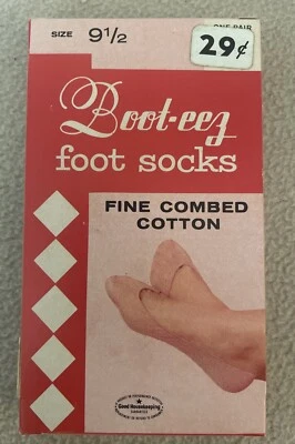 复古 Boot-eez 脚袜 9-1/2 码精细梳棉 — 第 1/4 张图片