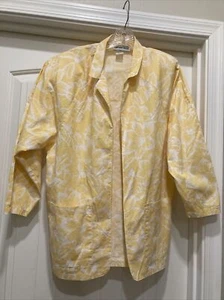 California Krush Vtg Open Blazer Yellow White Floral  Shoulder Pads SZ M Spot - Picture 1 of 11