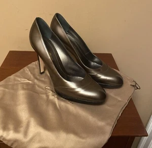 Gianvito Rossi High Heel Pumps Metal Gray Leather Women Size US 8.5 IT 38.5 $780 - Picture 1 of 6