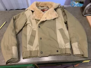 Giacca pilota vintage AJ 1919 Aero pelle tela pelle di pecora taglia S fibbia collo rara! - Foto 1 di 20