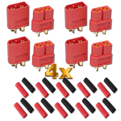 4 pares XT60 Nylon ESC Lipo batería enchufe dorado hembra rojo incl. tubo ter... - Imagen 1 de 4
