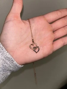 Chocolate Diamond Double Heart 18" Necklace - Picture 1 of 2