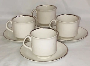 4 Salem IRONSTONE *SILVER ELEGANCE* CUPS & SAUCERS* - Picture 1 of 2