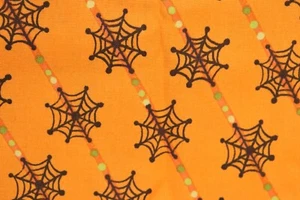 36"L x 44"W Spooks & Spells Mary Jo Tuttle Connecting Threads Spiderwebs Orange - Picture 1 of 7