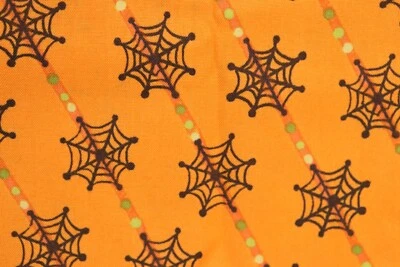 36"L x 44"W Spooks & Spells Mary Jo Tuttle Connecting Threads Spiderwebs Orange - Image 1 of 4