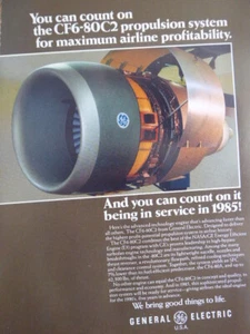 9/1984 PUB GENERAL ELECTRIC AIRCRAFT ENGINE CF6-80C2 ORIGINAL AD - Imagen 1 de 1