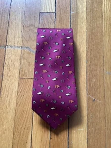 Corbata Salvatore Ferragamo roja con estampado de amuletos de la suerte, 100 % seda, Italia - Imagen 1 de 3