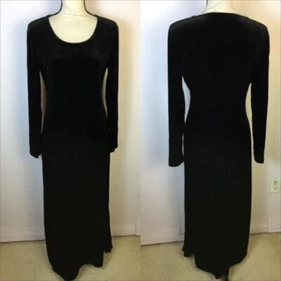 Maxi Vestido Kathie Lee De Colección Años 90 Talla S 4/6 Para Mujer Negro Elastizado Terciopelo Capricho Foto 1 de 4