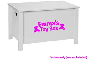 GIRLS PERSONALISED NAME TOY BOX VINYL STICKER DECAL FOR CHILDENS FURNITURE CHEST - Picture 1 of 7