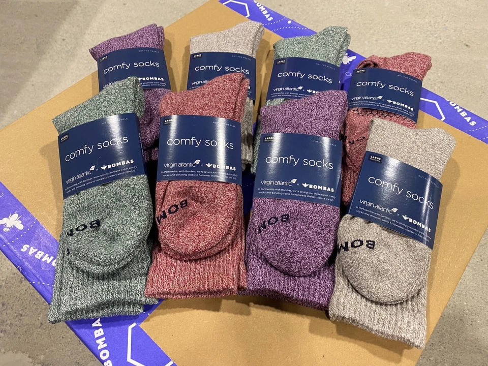 [8 Pairs] Bombas x Virgin Atlantic Calf Socks - Winter White Mocha/Pine/Maroon/ - Image 1 of 1