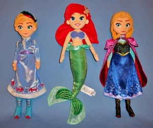 Disney Store Princess Doll LOT-Ariel-Elsa-Anna Frozen Snow Queen-18"-Plush SET-3 - Picture 1 of 14