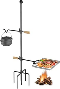 Fireplace Grill with Swivel Handle, Heavy Duty Steel Campfire Cooking Equipment - Picture 1 of 7