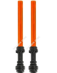 2 X OFFICIAL LEGO - JEDI STAR WARS LIGHTSABERS - BLACK / TRANS ORANGE - NEW - Picture 1 of 1