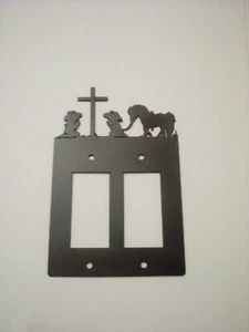 Copritarga doppio levetta cowboy cowgirl preghiera croce pony rustico country nuovo - Foto 1 di 8