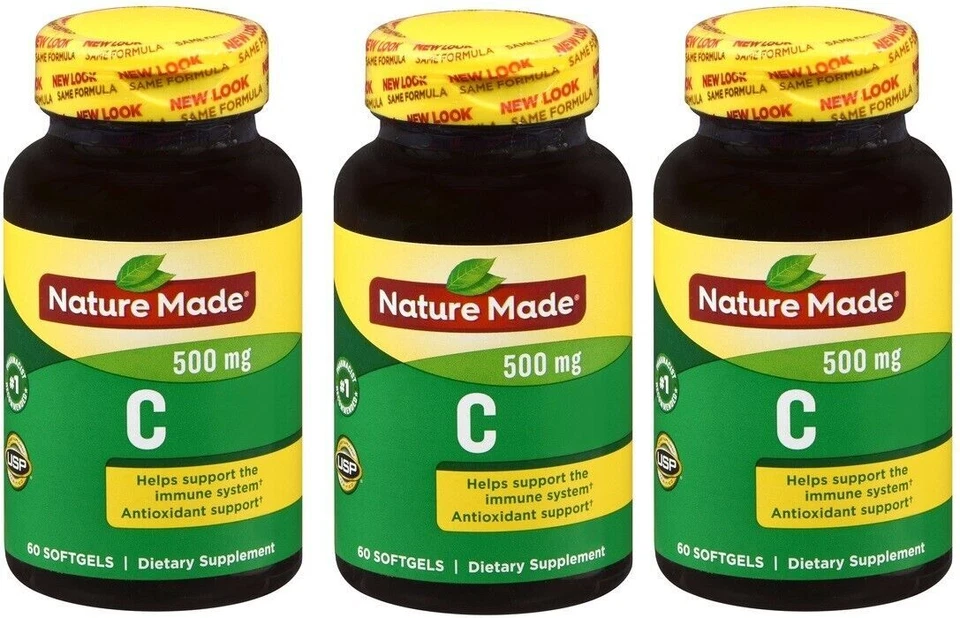Nature Made Vitamin C 500mg 60 Softgels X2 Bottles