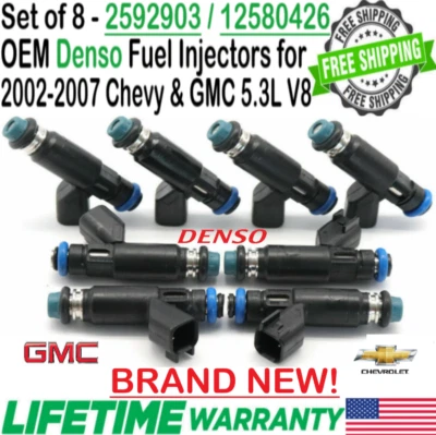 NEW OEM Denso 8Pcs FLEX Fuel Injectors for 2002-2006 GMC Yukon XL 1500 5.3L V8 - Image 1 of 4