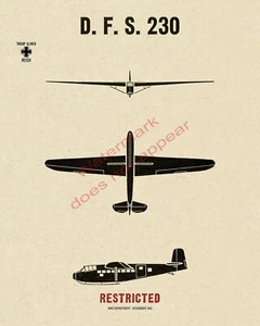 WWII German Luftwaffe DFS 230 Transport Glider Aircraft Recognition Poster V-1 - Picture 1 of 7