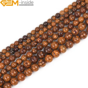 Yellow Elephant Skin Jasper Stone Natural Round Beads For Jewelry Making 6mm 8mm - Picture 1 of 31