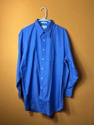 Camisa Paul Fredrick Para Hombres 17 33 Azul Imperial Dos Capas Tela Ancha Francesa Puño Abatible Foto 1 de 4