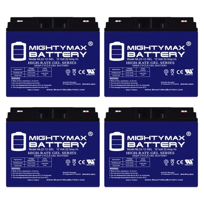 Mighty Max 12V 22AH GEL Battery for Baoshi 6-DZM-20 6DZM20 Scooter - 4 Pack - Image 1 of 4