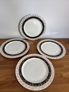 4 Grace's Teaware White & Black With Gold Accents & Trim 10-1/4" Dinner Plates - Picture 1 of 7