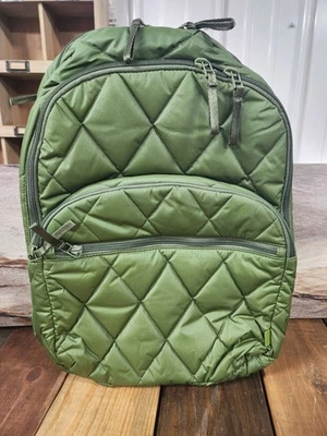 Vera Bradley XL Backpack Pearlized Cedar Green CarryOn Travel Work School +Pouch - Image 1 of 4