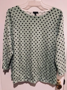 Talbots Size Small Mint Green Sweater Womens Pullover 3/4 Sleeve XL Polka Dot - Picture 1 of 4