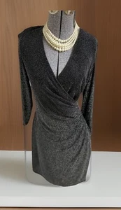 NEW $120 Chaps By Ralph Lauren Dress Size 16 Sparkle Shine Cinch Waist Gorgeous - Picture 1 of 24