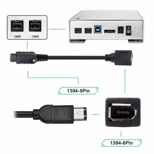 6pin Male~9pin Female IEEE1394b Firewire/iLink/DV 800mbs Cable/Cord Adapter 20cm - Picture 1 of 5