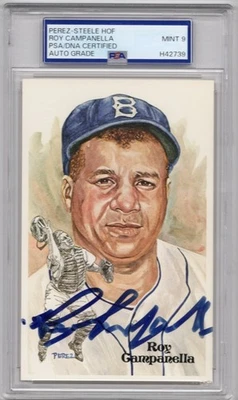罗伊·坎帕内拉签名佩雷斯·斯蒂尔明信片 PSA DNA 状况完好 9(签名)- 非常粗糙 — 第 1/2 张图片