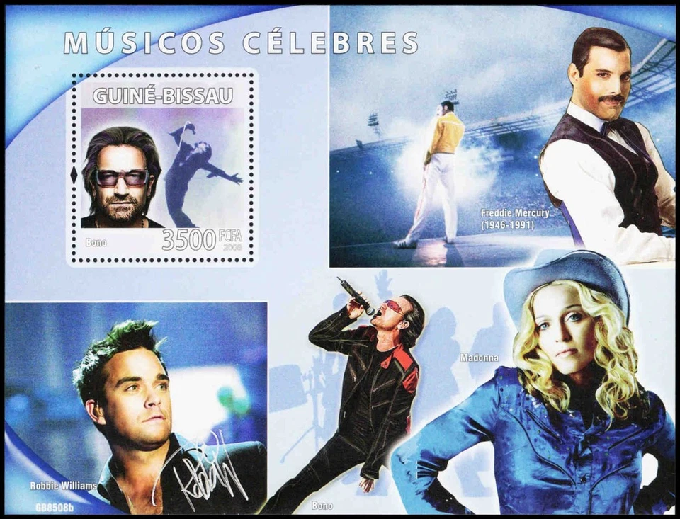 GUINÉ BISSAU Mi 3978K - Celebridades da música "Bono" (pc33478) - Imagem 1 de 1