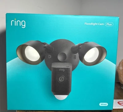 Ring - Floodlight Cam Plus Outdoor Wired 1080p Surveillance Camera - Black - Image 1 of 3