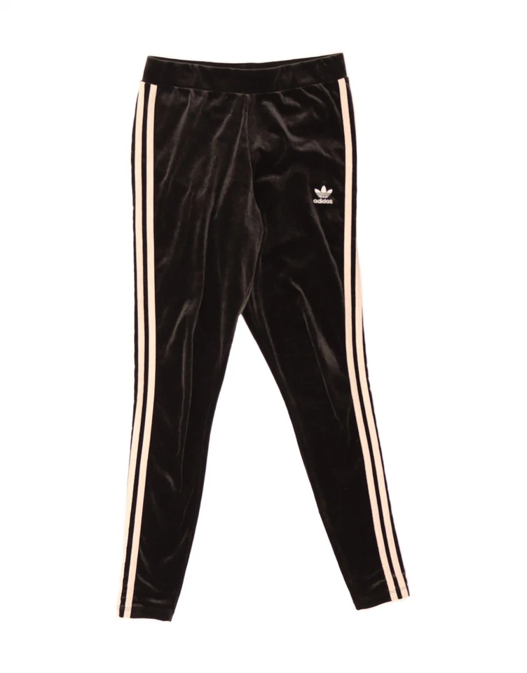 ADIDAS Womens Velour Leggings UK 12 Medium  Black Polyester DB01 - Image 1 of 3