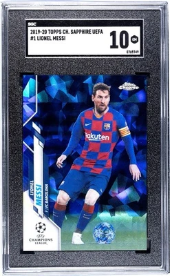 2019-20 Topps Chrome Sapphire UEFA #1 Lionel Messi SGC 10 GM POP 27 - Image 1 of 2