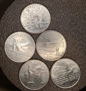 2001 State quarters "D" mint set of 5 uncirculated coins - Picture 1 of 3