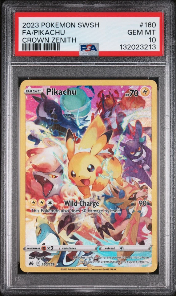 Pokemon Pikachu Crown Zenith Secret Rare Full Art #160 PSA 10 Gem Mint - Image 1 of 2