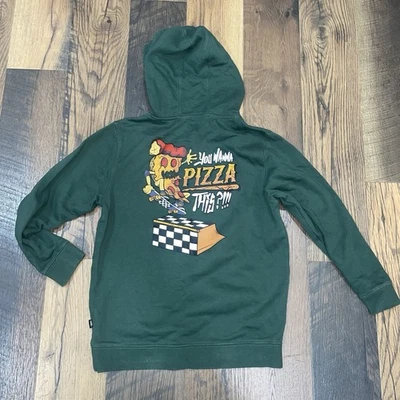 Vans Off The Wall Black Hoodie Sweatshirt You Wanna Pizza This Youth YTH Sz L - Image 1 of 4
