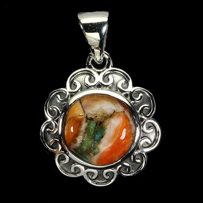 Colgante de plata de ley 925 redondo Kingman turquesa 10 mm joyas de piedras preciosas Foto 1 de 4