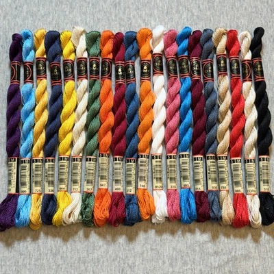 20 DMC Coton Perle Size 5 Thread 100% Cotton Assorted Colors No Repeats - Image 1 of 4