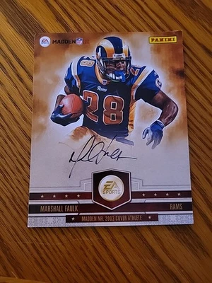 Tarjeta Jumbo Autógrafo Panini Madden 12 Marshall Faulk 2011 St. Louis Rams Salón de la fama SC Foto 1 de 2