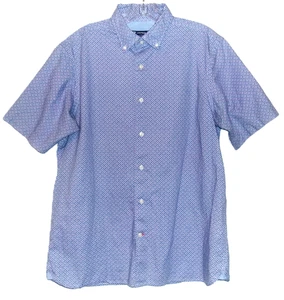 Cremieux Classics Short Sleeve Button Up Geo Floral Shirt Men's Medium Blue EUC - Picture 1 of 4